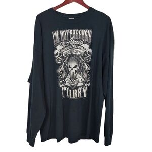 I Am Not Paranoid or Afraid I'm Just Prepared Black Long Sleeve T Shirt Size 3XL